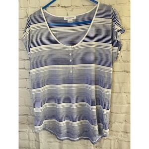 Liz Claiborne Blue and White Striped Blouse